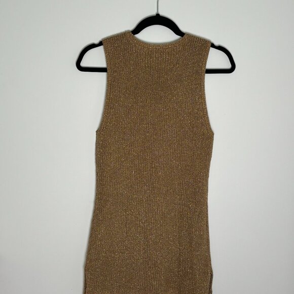 LAUREN by Ralph Lauren Shimmery Gold Knit Tunic Top - Picture 4 of 5